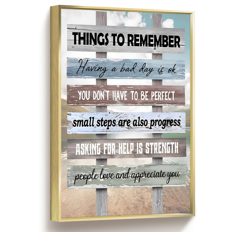 «Inspiring 7», art textuel sur toile, H 16 po x l 12 po x P 1,5 po, Or