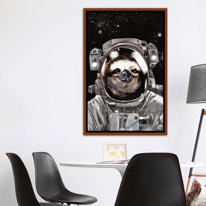 « astronaute sloth selfie », art, H 60 po x l 40po x P 1,5 po, Toile avec cadre en bois classique