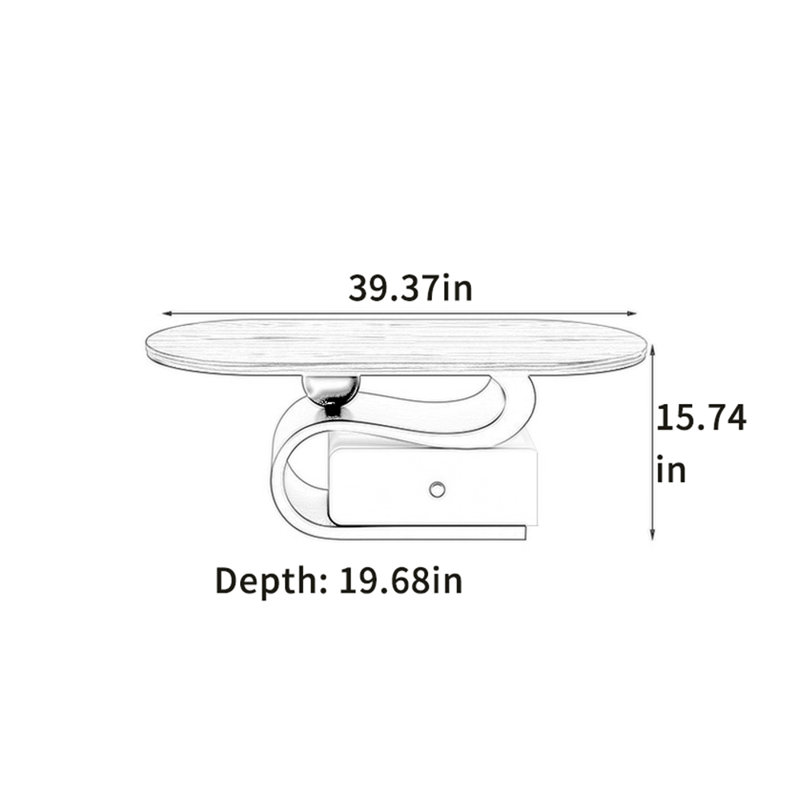 Table basse Simple Style, H 15,74 po x L 39,37 po x l 19,68 po, Noir / blanc