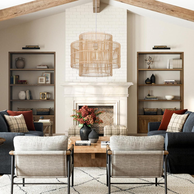 Luminaire suspendu en rotin à 3 niveaux, lustre bohème tissé à la main avec cadre en fer rustique, lampe tissée naturelle pour la cuisine, le salon, la salle à manger, la chambre à coucher ou le café