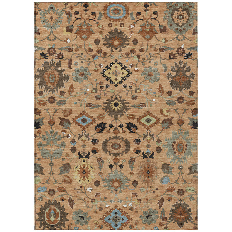 Machine Washable Indoor/Outdoor Chantille ACN2458 Traditional Rug, Copper, 3' x 5'