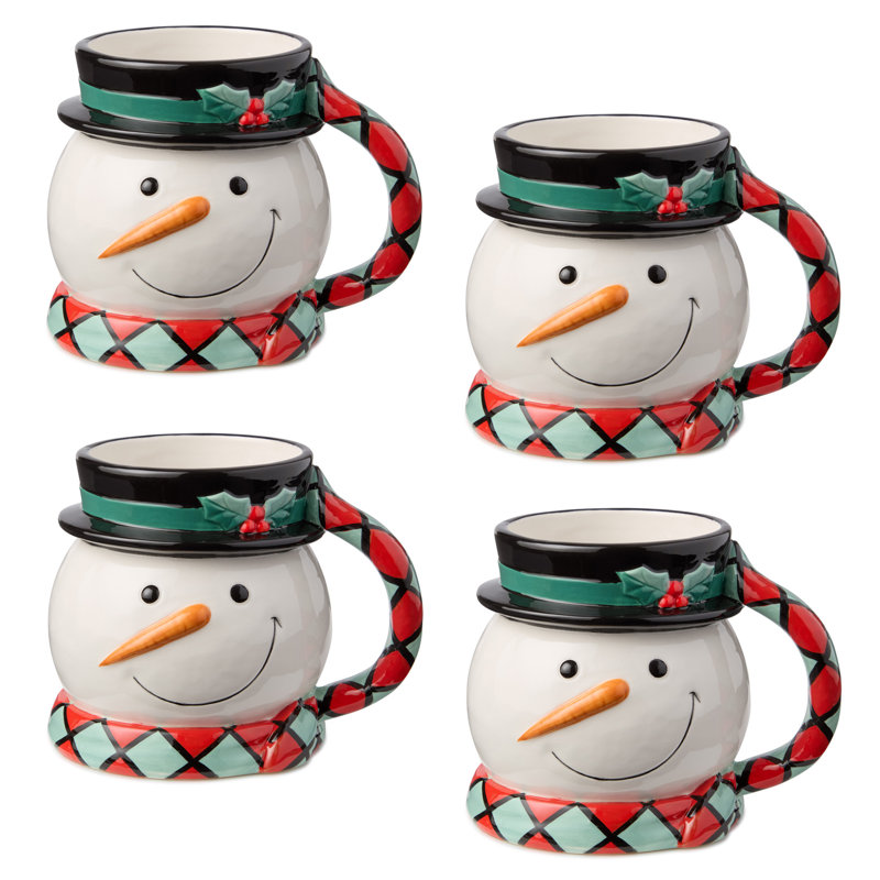Ensemble de 4 tasses 3D 17 oz - Christmas Whimsy Snowman