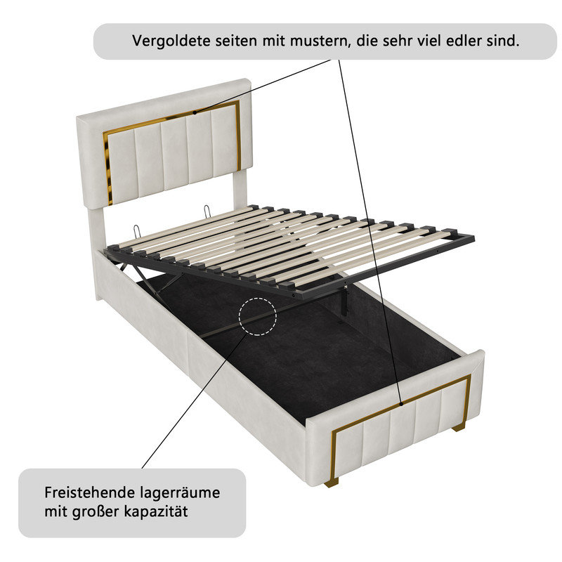 Bed, European Single (90 x 200 cm), Beige