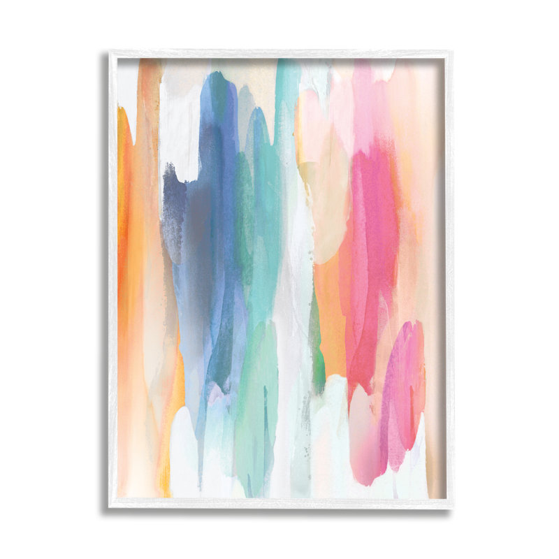 Faded Rainbow Tones - Peinture sur toile, Giclée encadrée blanc bord de mer, H 14 po x l 11 po x P 1,5 po