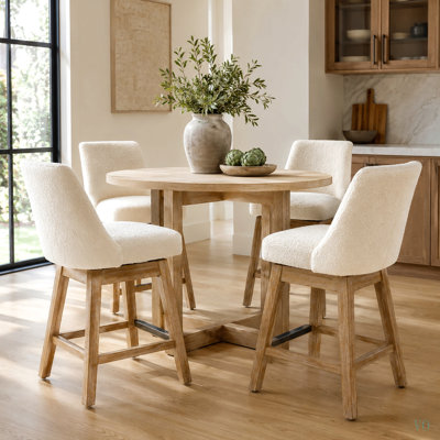 Ensemble de 2 tabourets de bar pivotants à 360 ° à hauteur de comptoir de 26 po avec dossier, tabourets de bar style Mid-Century rembourrés avec pieds en bois massif pour îlot de cuisine