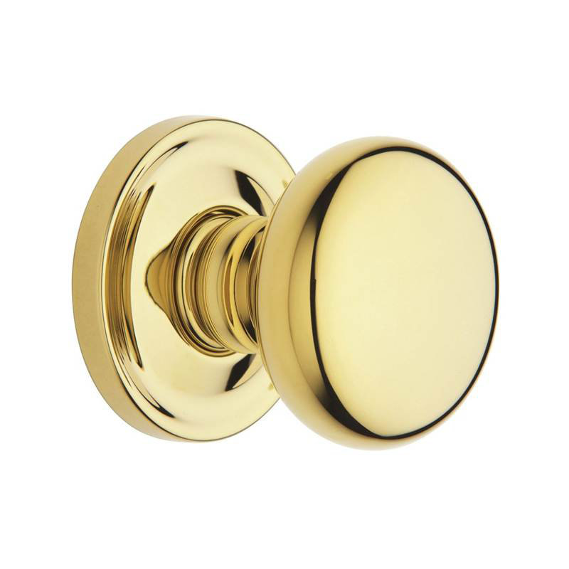 Estate Classic Single Dummy Door Knob with Round Rosette, Lifetime (PVD) Polished Brass