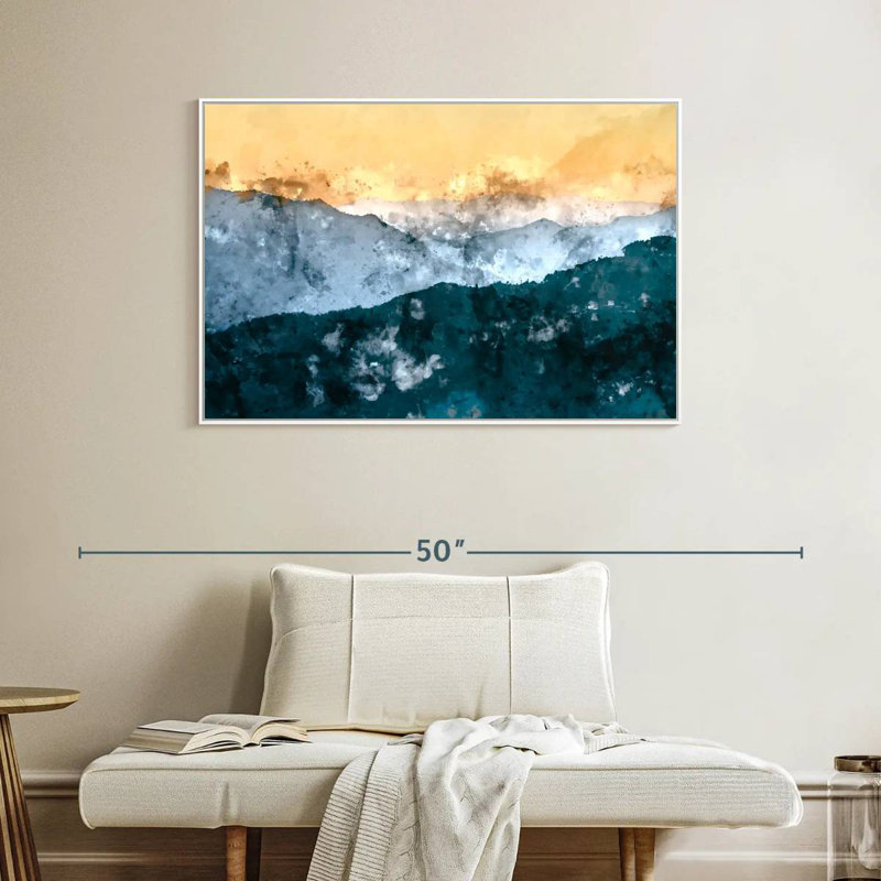 Montagne Chianna, Cadre flottant blanc, 40 po x 27 po