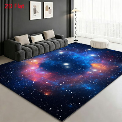 Galaxy Nebula Space Area Rug, Cosmic Starry Sky Pattern, Machine Washable Non Slip, Indoor Decor for Living Room Bedroom Entryway Kitchen Apartment Creative Home