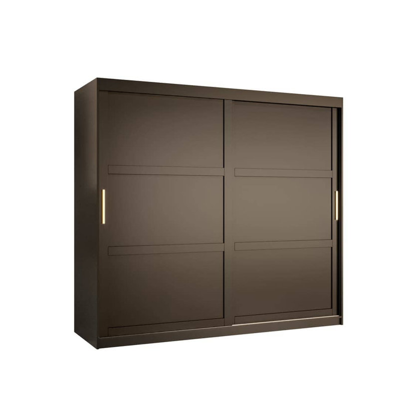 Arroe 2 Door Manufactured Wood Wardrobe, 200cm H x 200cm W x 62cm D, Black