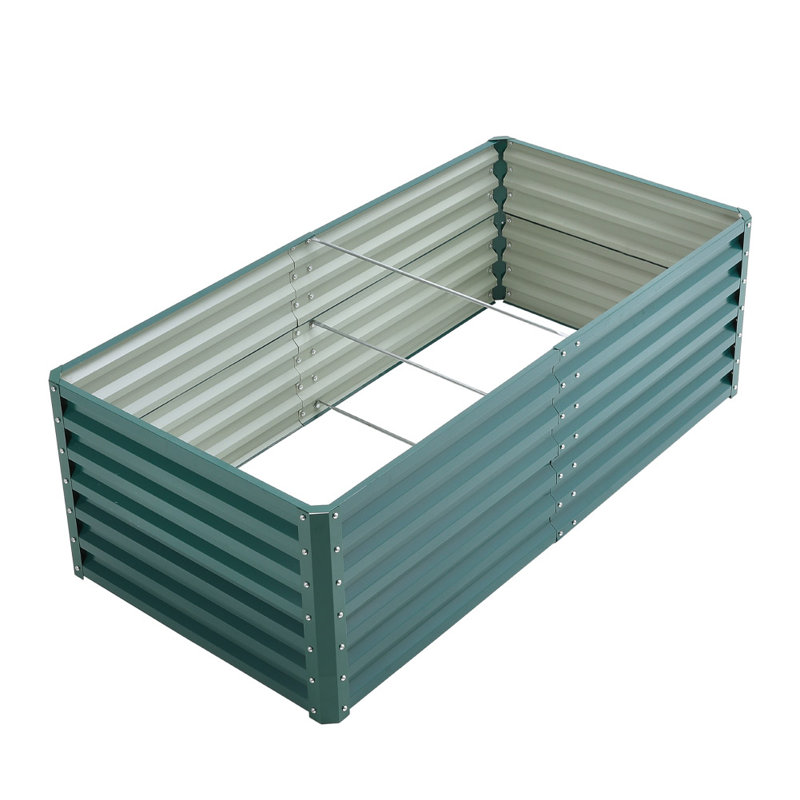 Rectangular Metal Raised Garden Bed, 57cm H x 180cm W x 90cm D, Green