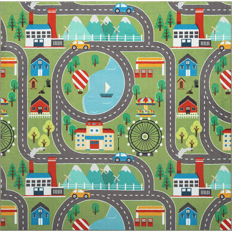 Hartsfield Happy Kids Green Rug, Square 200cm