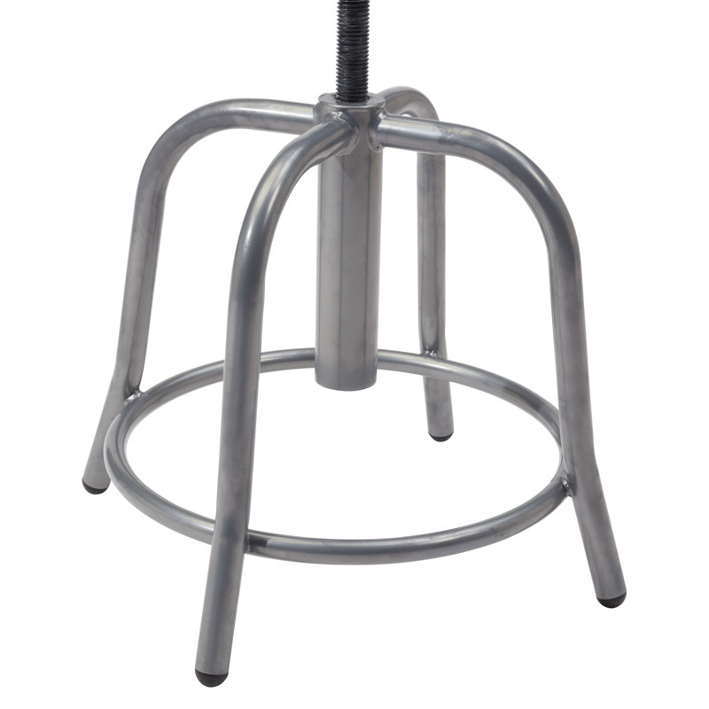 Adjustable Black Metal Swivel Stool with Footrest