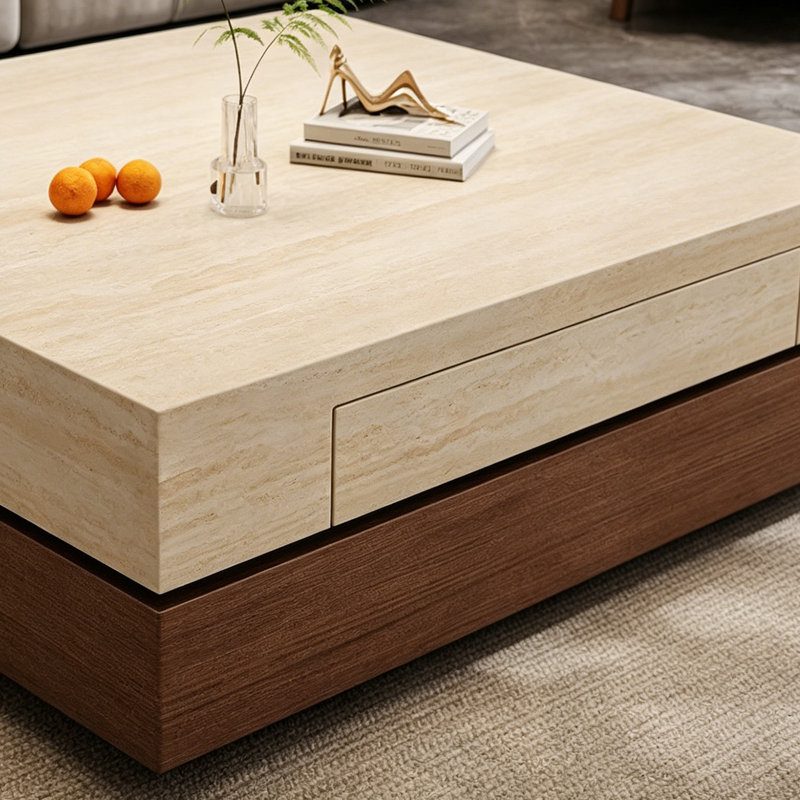 Table basse Minimalist, 15.74" H x 39.37" W x 39.37" D, Brown / Nut-brown
