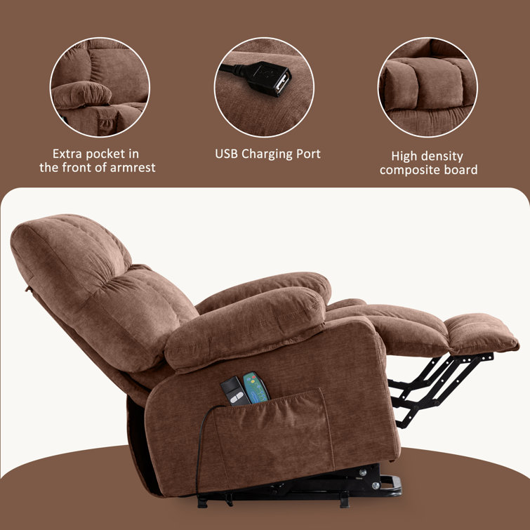Katrein 41'' Oversized Power Lift Chair - Heated Massage Electric Recliner  with Super Soft Padding