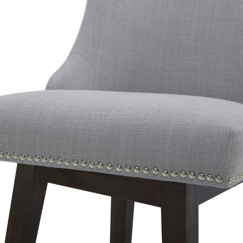 Shurma Swivel Upholstered Counter Stool, Light Gray