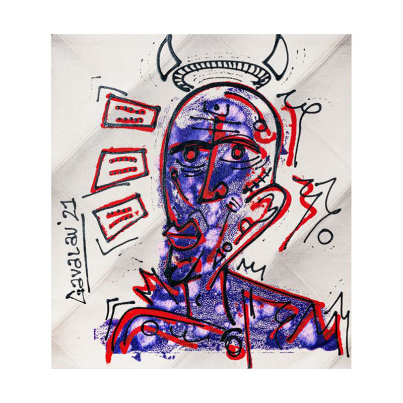 Anges et démons | Papier peint acrylique sur cuir | Par Gavalav