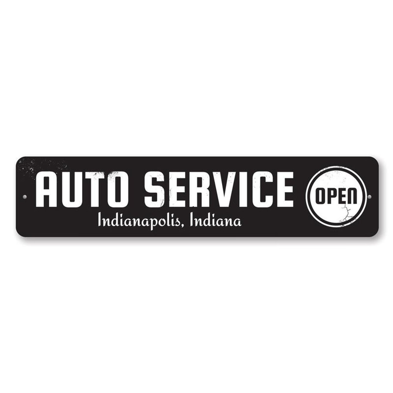 Plaque en aluminium Open Auto Service, H 4 po x l 18 po x P 0,04 po, Oui