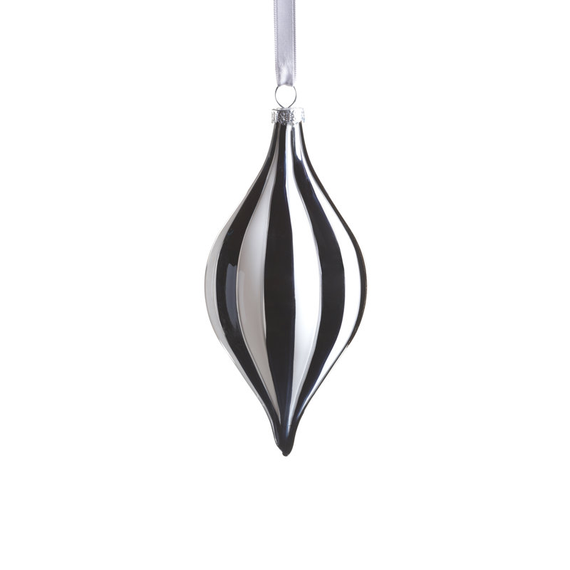 Ensemble d'ornement en verre 8 pièces à rayures monochromes, losange, H 5,75 po x l 2,75 po x P 2,75 po