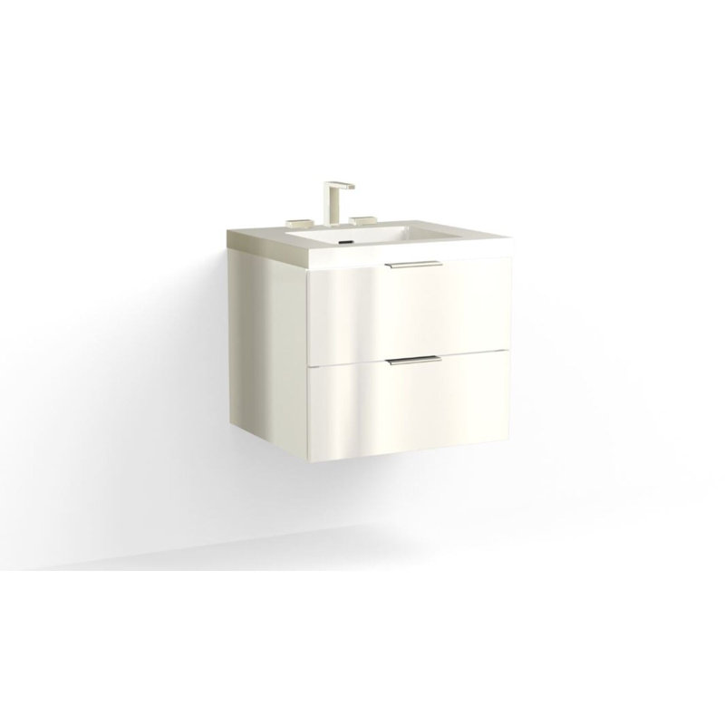 Avila 24" W Wall Mounted Single Bathroom Vanity, Glossy White/8" Widespread, Nimbus, Polished Nickel