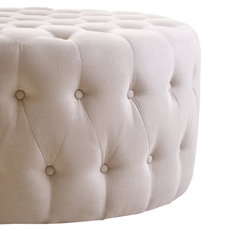 91cm Wide Velvet Footstool Ottoman, Beige