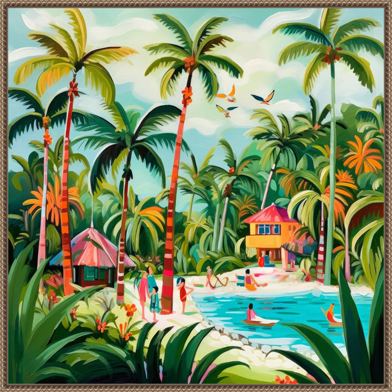 Tropical Paradise Dreams II by Lazar studio Framed Canvas Wall Art Print, 30" H x 30" W