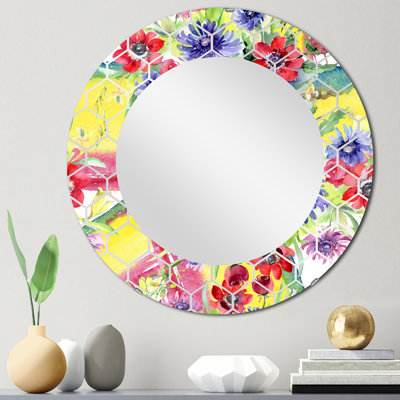 Vibrant Wild Spring Leaves And Wildflowers V - Miroir mural moderne