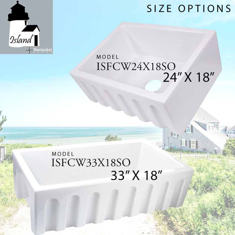 Island 35.75'' L Single Basin Kitchen Sink, 24"