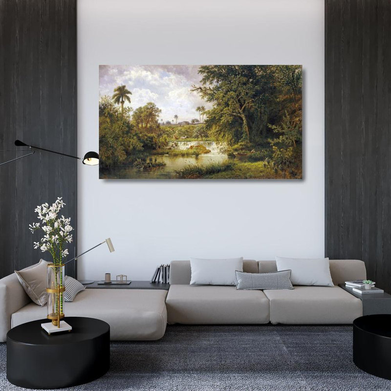 Red Barrel Studio® Chartrand, Esteban Gallery Wrapped Canvas Art Titled: Paisaje Con Vacas, 29" H x 48" W