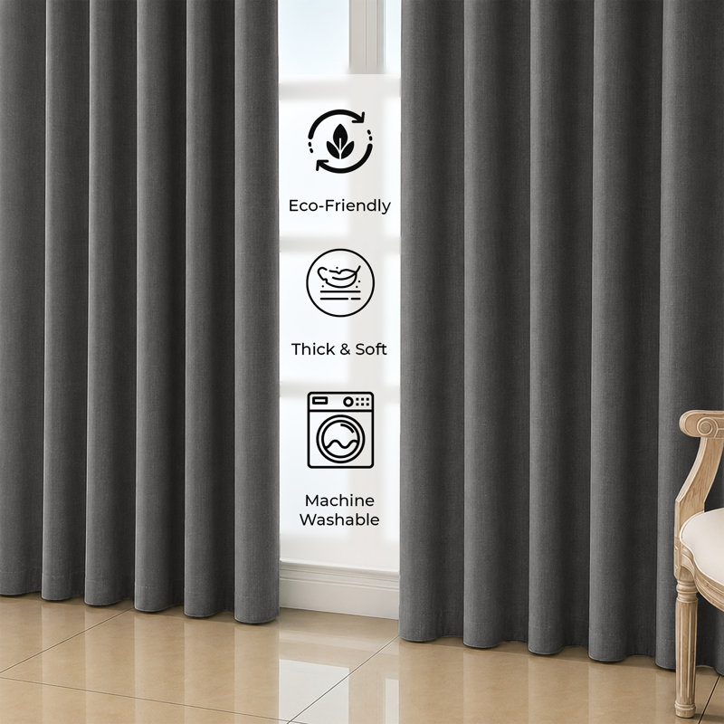 Premium Blackout Eyelet Curtain Panels - Thermal Insulated, Noise Reducing Grommet Room Darkening Window Curtains for Bedroom and Living Room