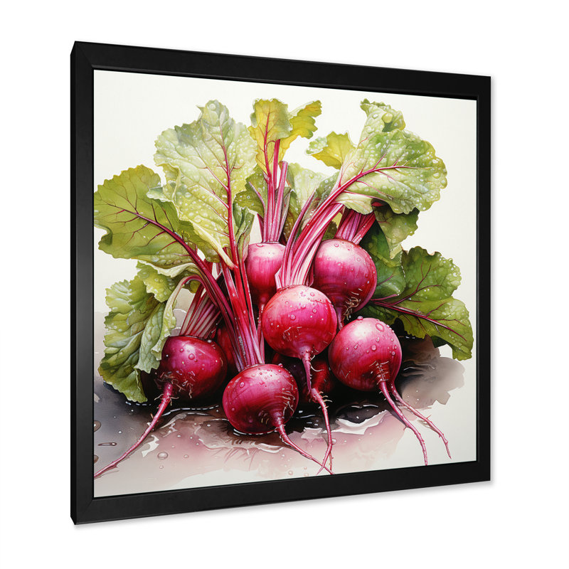 Légume pointillisme cramoisi Radicchio, Cadre simple noir, H 16 po x l 16 po x P 1 po