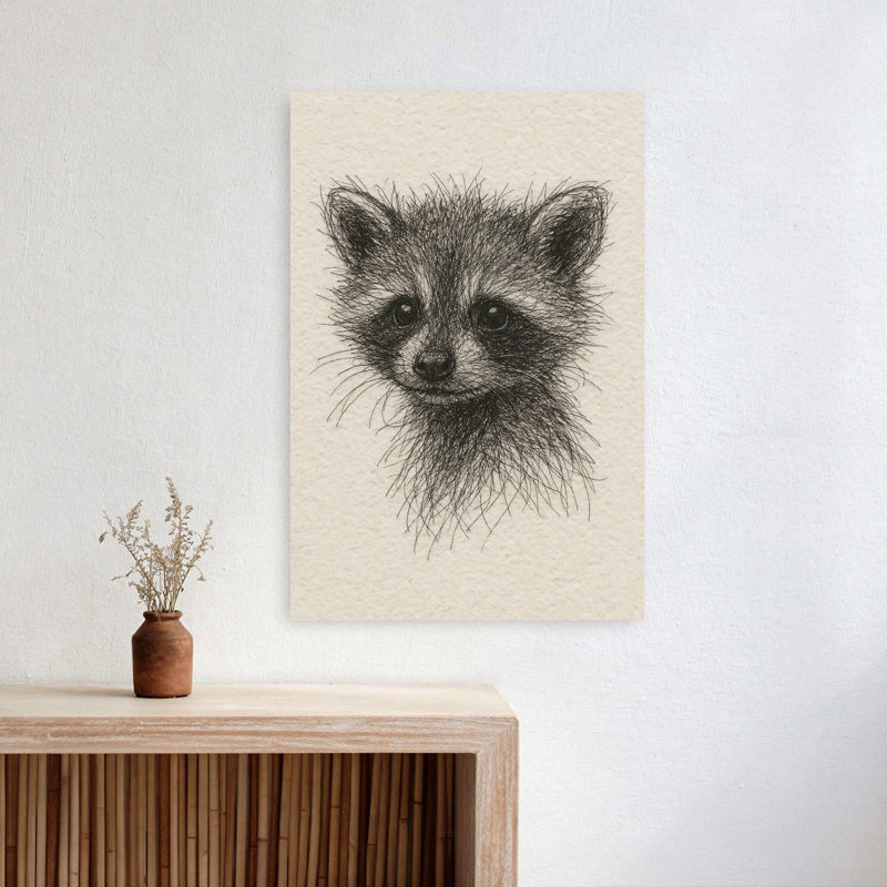 Curious Baby Raccoon Contemporary Forest Wall Art Print by Natalie Bruns - Wrapped Canvas Print, 60.96cm H x 40.64cm W