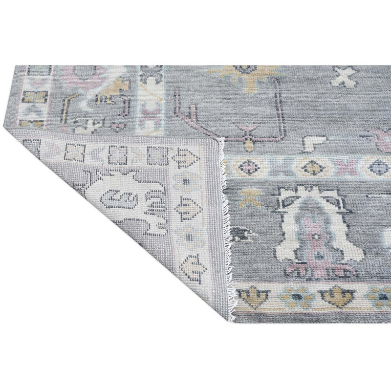 Wool Oriental Area Rug in Gray/Light Blue/Ivory, Rectangle 8' x 10'
