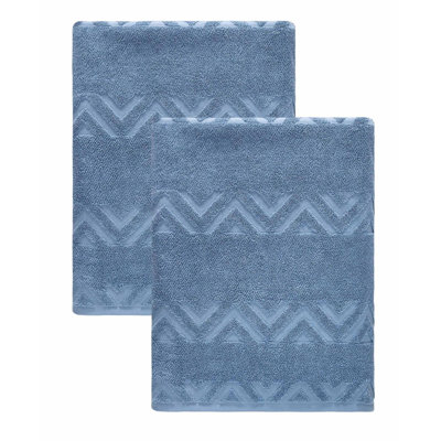 Ensemble de deux draps de bain bleus géométriques en coton turc 40" x 70"