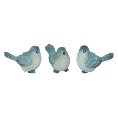  Small Resin Soft Grey Bird Set of 3 Spring Home Decorations