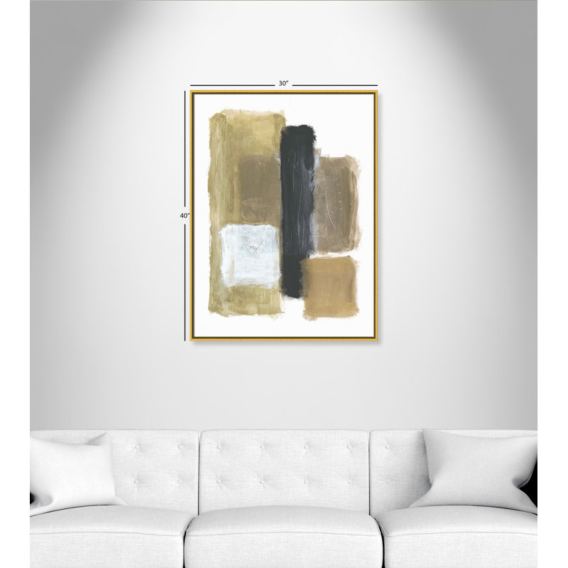 «Metallic Blocking No 2 - Floater Frame», reproduction d'art sur toile, H 40 po x l 30 po x P 2 po, Cadre doré