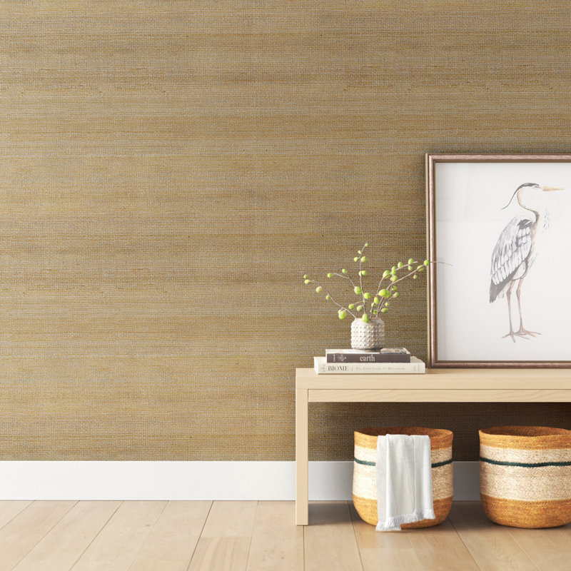 Papier peint en jute fin, Brun clair / beige foncé / crème