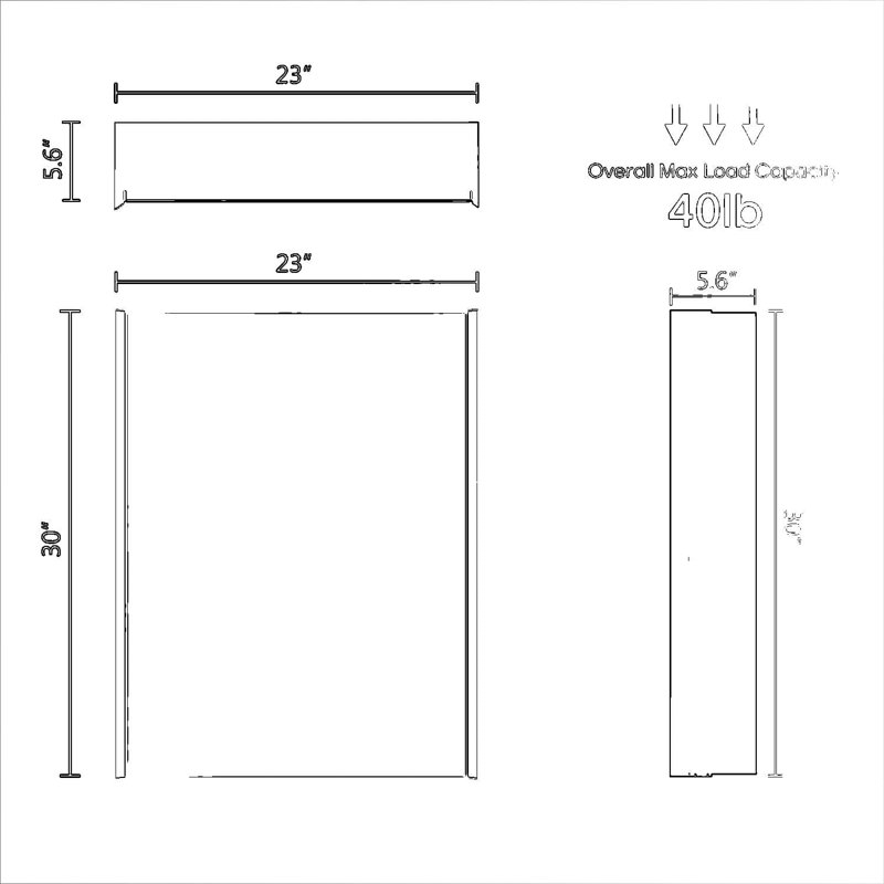 Pharmacie à DEL avec miroir de salle de bain éclairé, fixation murale 30 x 23 1/4 po, à intensité variable, température de couleur sélectionnable 3000K / 5500K, tablette réglable, noir