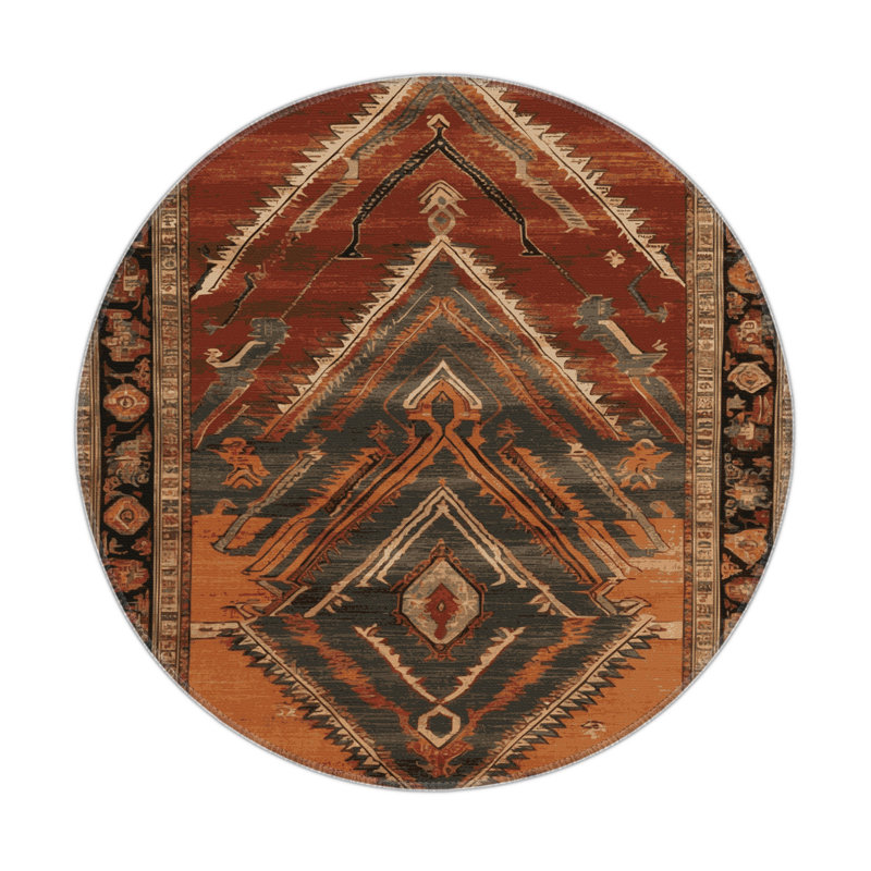 Tapis d'intérieur et d'extérieur brun Persian, Rond 5 pi
