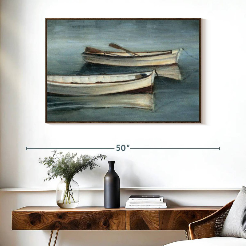 Petites eaux calmes I, Cadre flottant en noyer, 40 po x 27 po