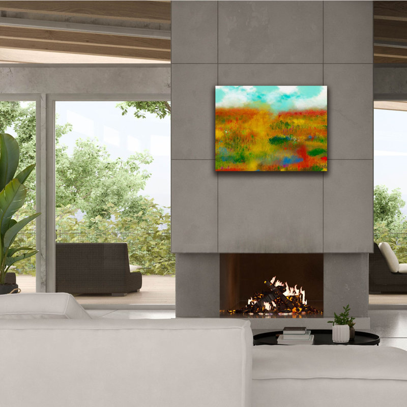  «Poppy Field» par Cesare Bellassai, art mural sur toile, 34 po x 26 po, H 26 po x l 34 po