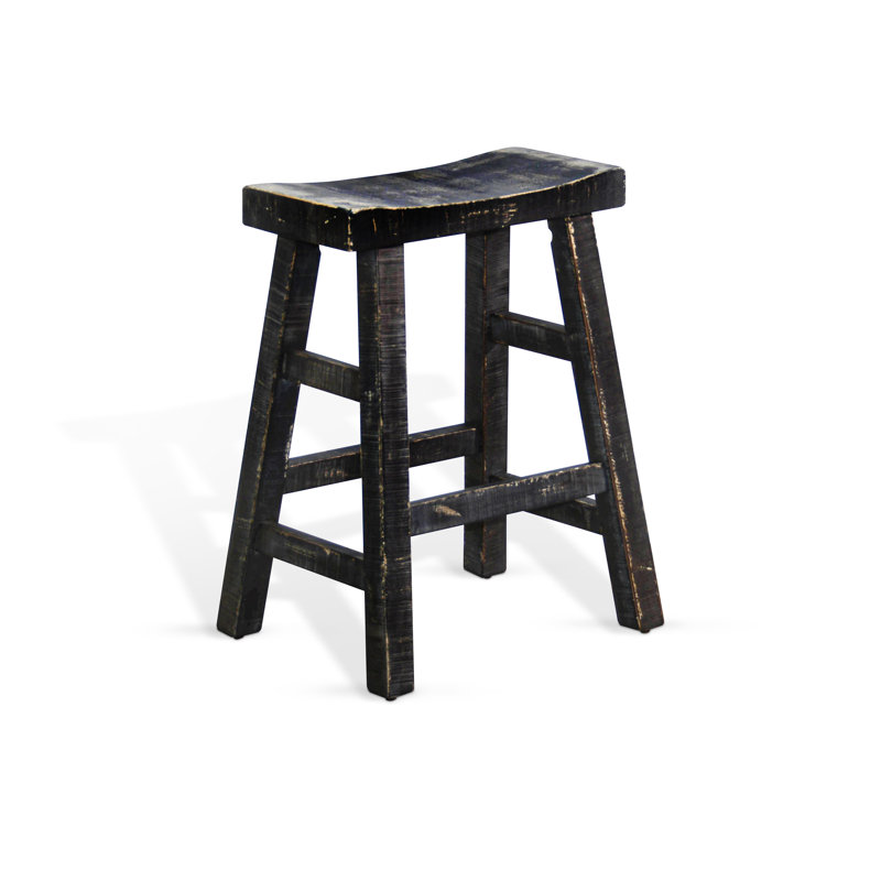 Anneliesa Solid Wood Counter Stool, Counter Stool (24" Seat Height), Black