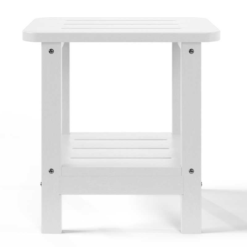 Brighton Outdoor Poly Two Shelf Side Table, White