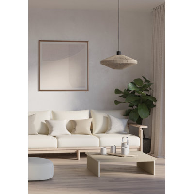 Cadsden 1-light Black Convertible Pendant with Cream Jute Shade