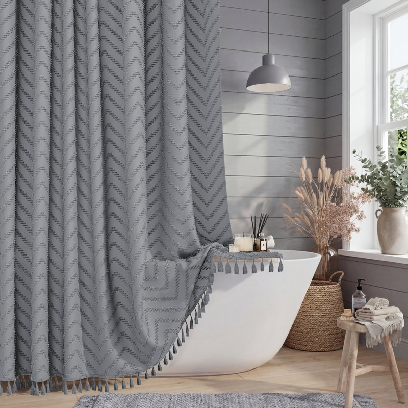 Rideaux de douche Boho, H 72 po x l 72 po, Gris