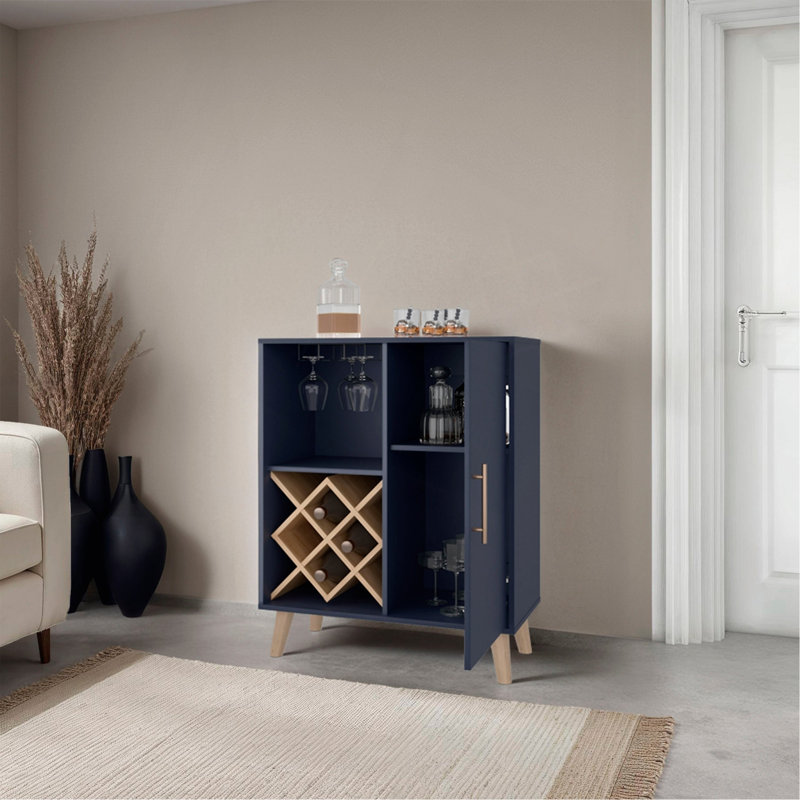 Kronos And Natural Oak Bar Cabinet With Wine Rack