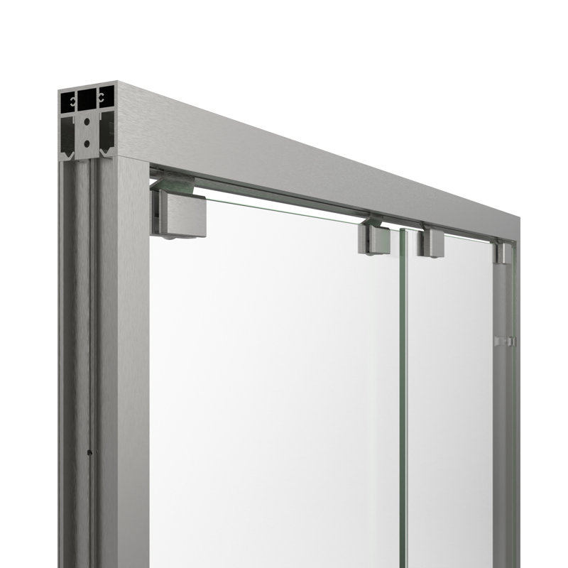 Porte de douche sans cadre l 44 po x 76 po Encore avec technologie ClearMax ™ Encore, Transparent, Nickel brossé