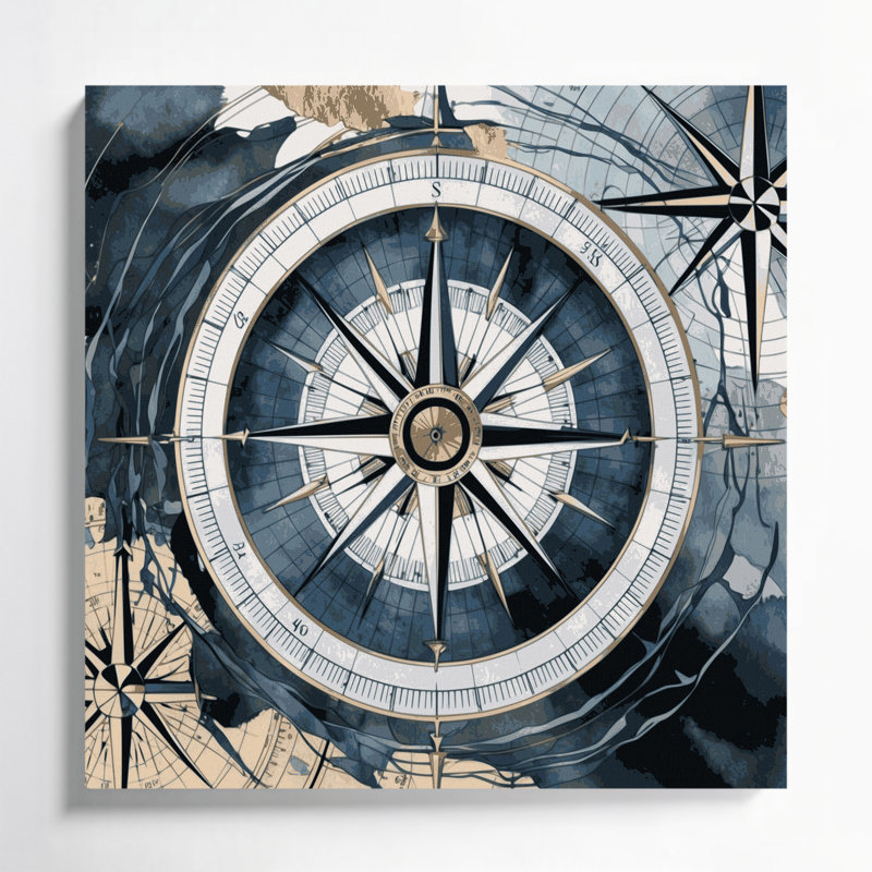 Art mural sur toile bleu, H 32 po x l 32 po
