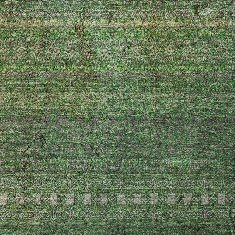 Premium Machine Washable Dream Shag ADS527 Striped Rug, 1'8" x 2'6", Fern