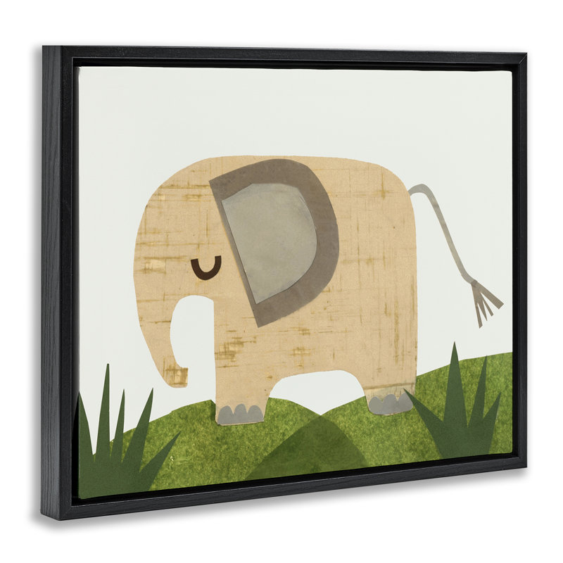 «Cozy Corner Elephant», encadrée par Jenny Westenofer, H 25 po x l 31 po, Cadre flottant noir de jais