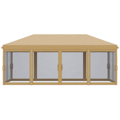 Outsunny 10' x 20' Pop Up Canopy Tent with Netting, Heavy Duty Instant Sun Shelter, Large Tents for Parties with Carry Bag for Outdoor, Garden, Patio, Beige